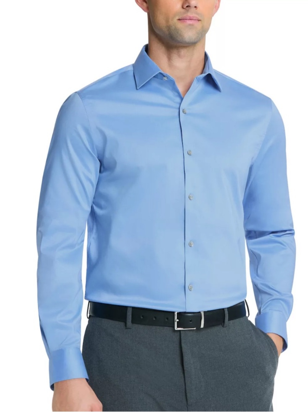 Van Heusen Men's Sky Blue Long-Sleeve Dress Shirt Flex Slim Fit Stretch